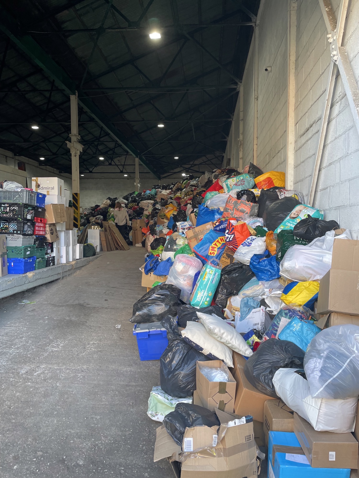 warehouse full of donations for ukraine